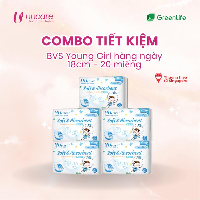 Combo tiết kiệm Băng vệ sinh UUcare Singapore Young Girl hàng ngày 18cm