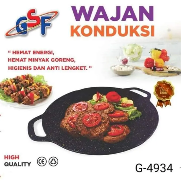 WAJAN KONDUKSI GSF G-4934 34CM /GSF G-4936 36CM /GSF G-4938 38CM / WAJAN PEMANGGANG BBQ BULAT / WAJAN ANTI LENGKET MURAH 6