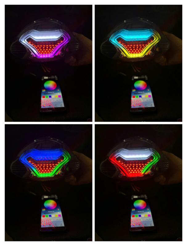 PHỤ KIỆN XE MÁY_Đèn hậu sirius audi TST dùng cho xe Sirius 50-110 chuyển màu qua bằng ĐT_LÀM SẴN GIẮC