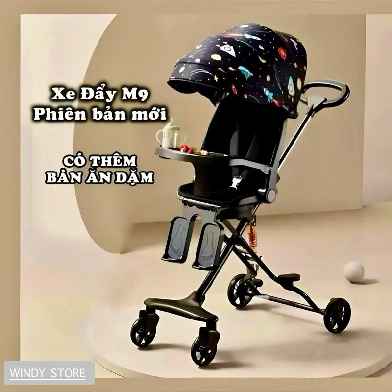 Xe đẩy gấp gọn M9 có mái che xoay 360 độ ngả ngồi nằm cho bé