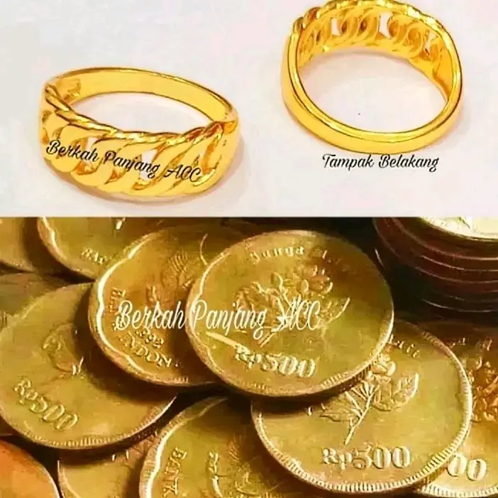 Cincin Titanium Rantai Koin Wanita Gold Awet Dan Tidak Luntur Emas Perhiasan