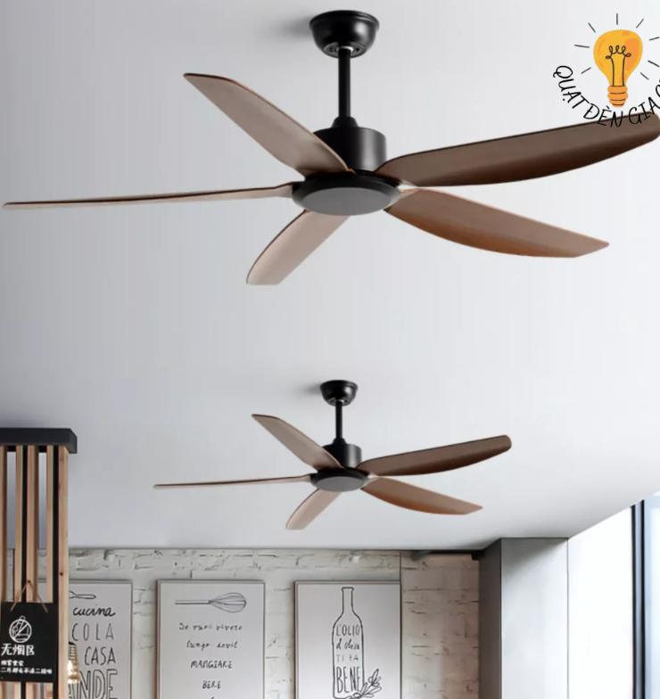 Quạt Trần Cao Cấp Trang Trí Phòng Khách, Phòng Bếp Điều Khiển DC 6 Tốc Độ Gió, 5 Cánh Nhựa ABS Sải Cánh 1m42, Không Đèn
