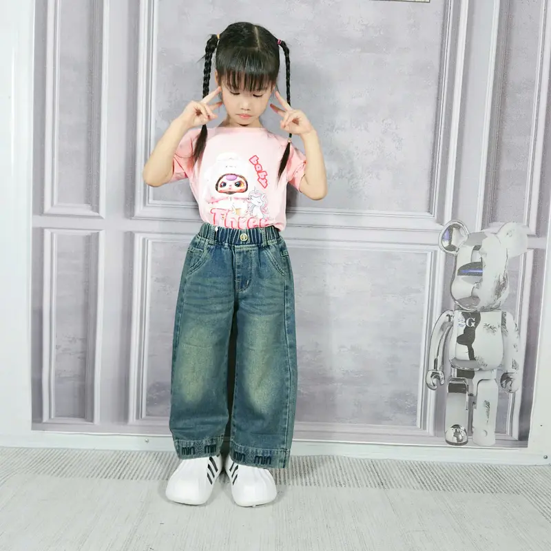 HANNA XUKA Quần Jean Bé Gái MA001 Chất Liệu Jean Mềm Mại Phong Cách Thời Trang 2 Màu Size 11-17 16-50KG Dễ Thương Dành Cho Bé Từ 5-14 Tuổi 2