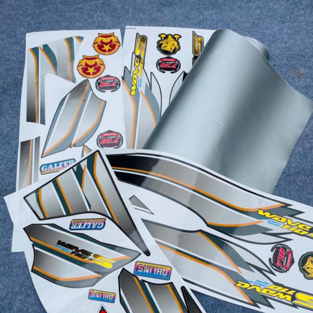 Combo Tem Xe Wave S + Decanl Bạc Dán 2 Cánh Yếm Trước Cho Xe Wave 50/100/110