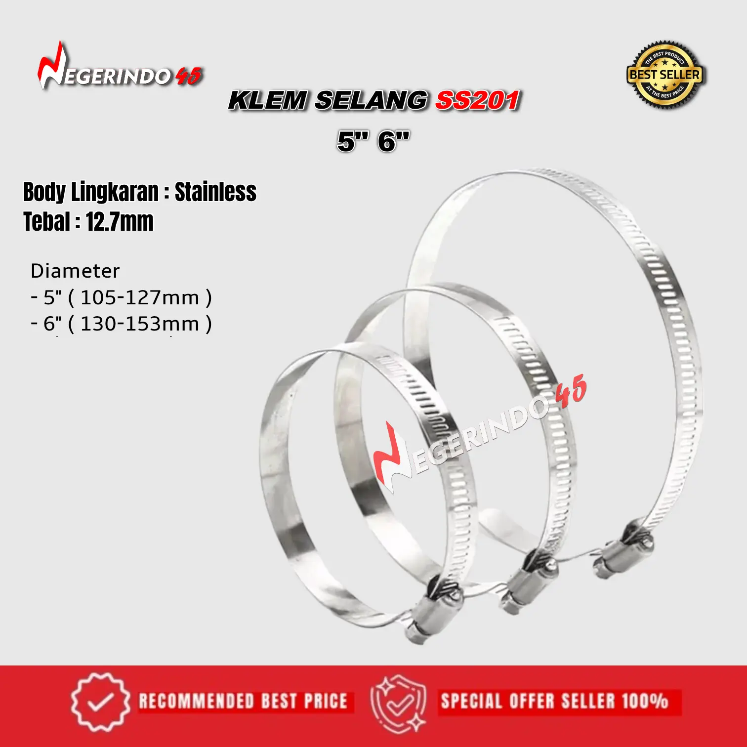KLEM SELANG SS 5" / 6"  / HOSE CLAMPS SS 201