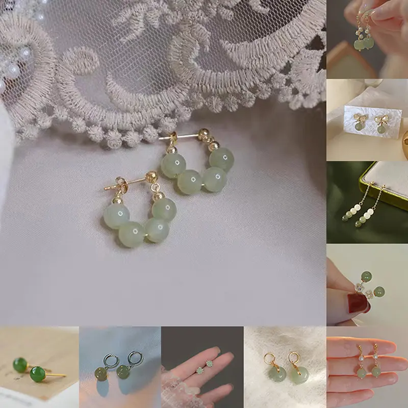 Vintage New Chinese Style  Earrings For Women Exquisite Imitation  Chalcedony Earrings