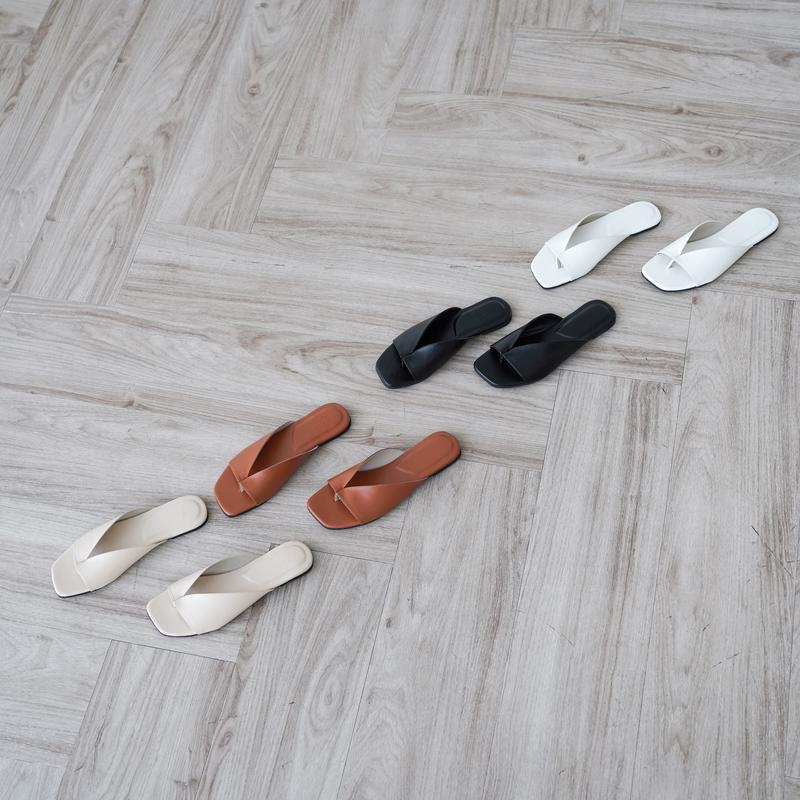 ZODE Paula Sandals - Basic Sandal Jepit Wanita - Black, Cream, White & Tan Sendal Wanita 0