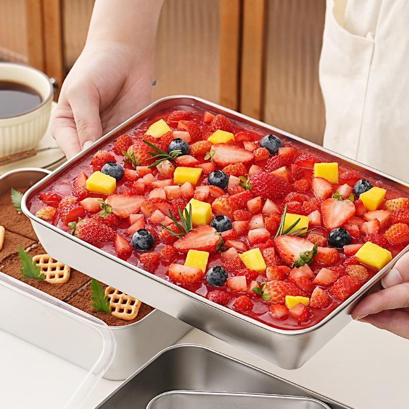 Thép không gỉ Tiramisu khuôn Fangto đĩa dày bánh tạo hình mousse hộp đựng có nắp để nướng tại nhà 3