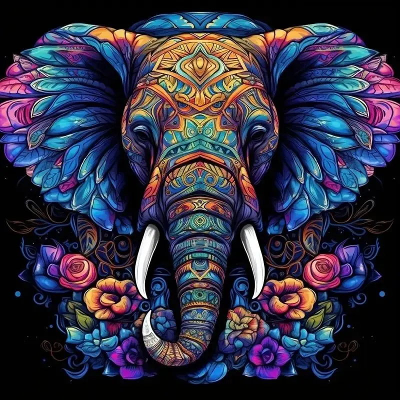 Elephant Pattern DIY 5D Diamonds Arts Painting Kit without Frame, DIY Decorative Art Picture for Beginners, Wall Art Decor for Home Living Room Bedroom, Christmas Gift