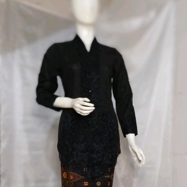 Atasan Kebaya Encim Bordir Polos Lengan Panjang / Kebaya Tradisional Katun Wanita 5
