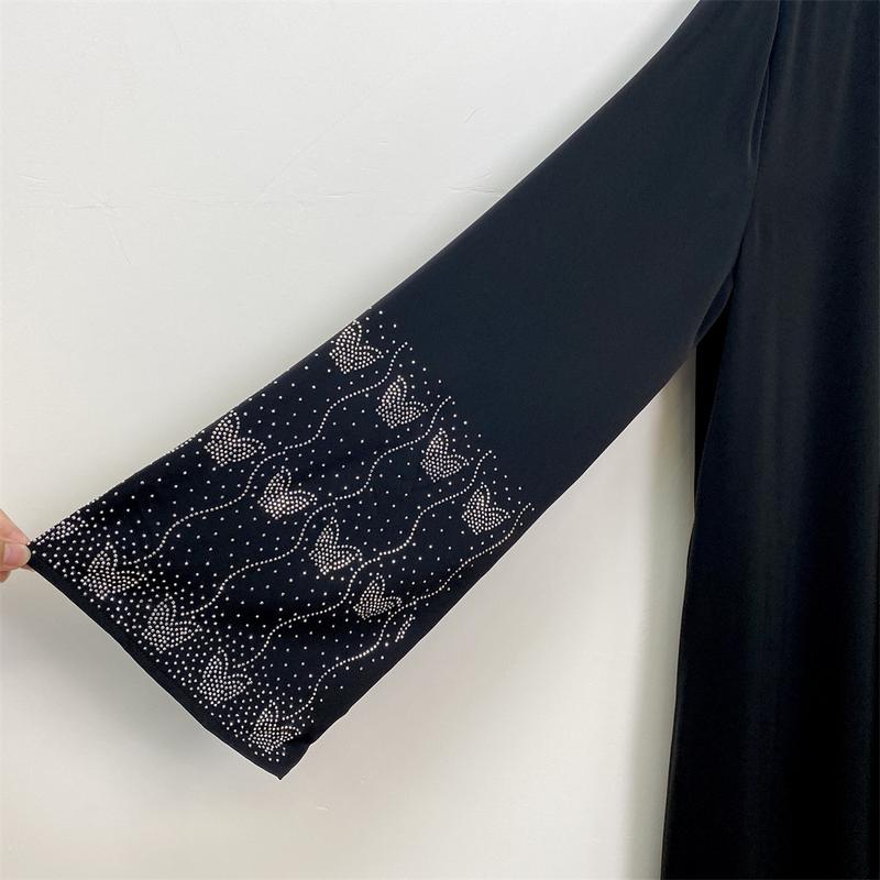 Product Introduction of Trendy Muslim Slim Fit Cardigan with Pockets Fashion Middle Eastern Embroidered Abaya 1431 12