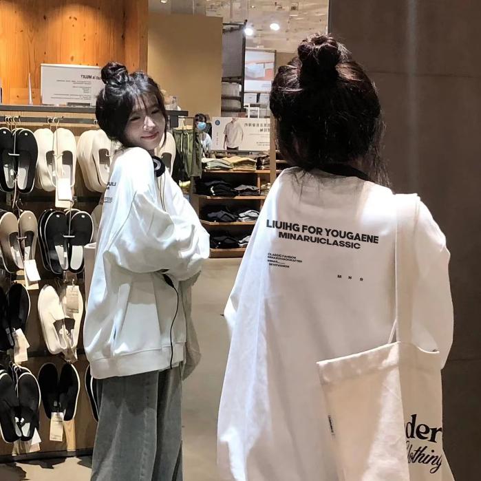  Focus Clothing áo sweater nữ đẹp Trắng áo nỉ dài tay cổ tròn bigsize unisex 100%cotton 