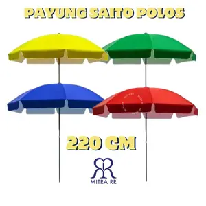 MITRA RR Payung Jualan Payung Pantai Saito Polos 220 cm | Payung Taman Cafe Tenda Jualan Dagang Parasol - Free Packing Bubble Wrap dan Dus
