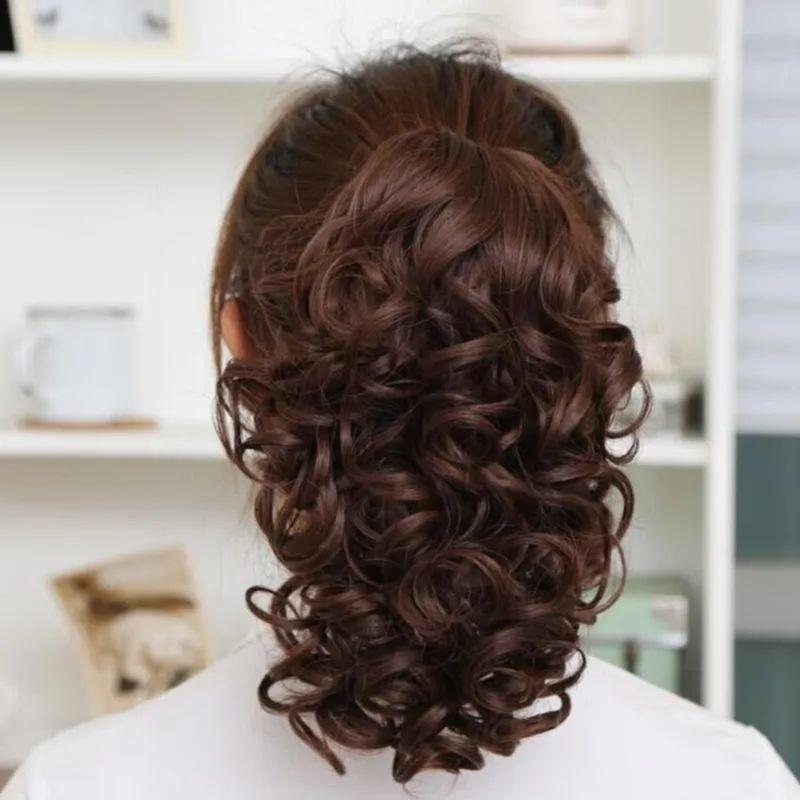 Product Introduction of Heat Resistant Fiber Curly Drawstring Ponytail Wig Synthetic Fluffy Short Wavy Ponytail Natural Hair Extension Pony Tail Hairpiece Girls 10