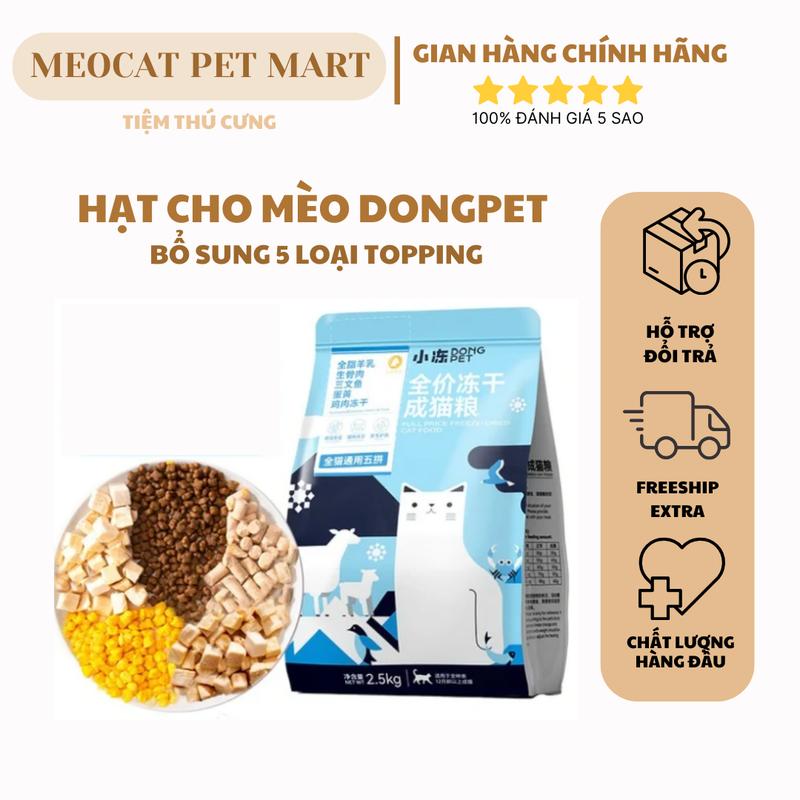 Hạt DONGPET mix 5 topping cho mèo kén ăn bịch 2.5kg