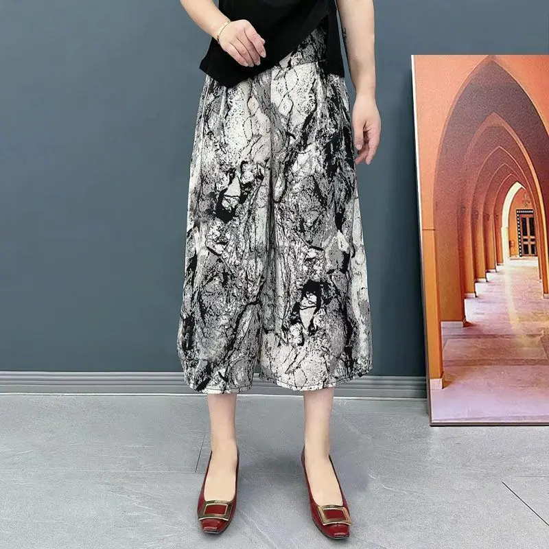 Quần Ống Rộng, Phong Cách Mùa Hè, Quần Culottes Hoa, Dành Cho Phụ Nữ Trung Người Già Và Cao Tuổi, Mẹ, Váy Giữa, Váy Khiêu Vũ Vuông, Giấu Vải Ngọt Ngào