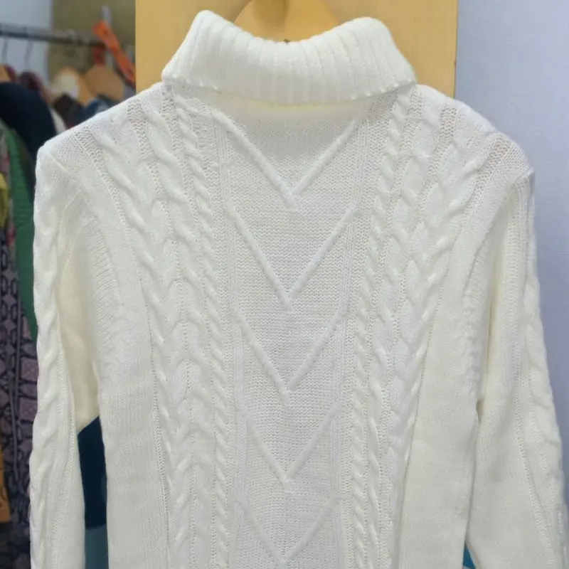 Turtleneck Sweater Dewasa Kerah Tinggi Motif Cable Knit Oversize 8