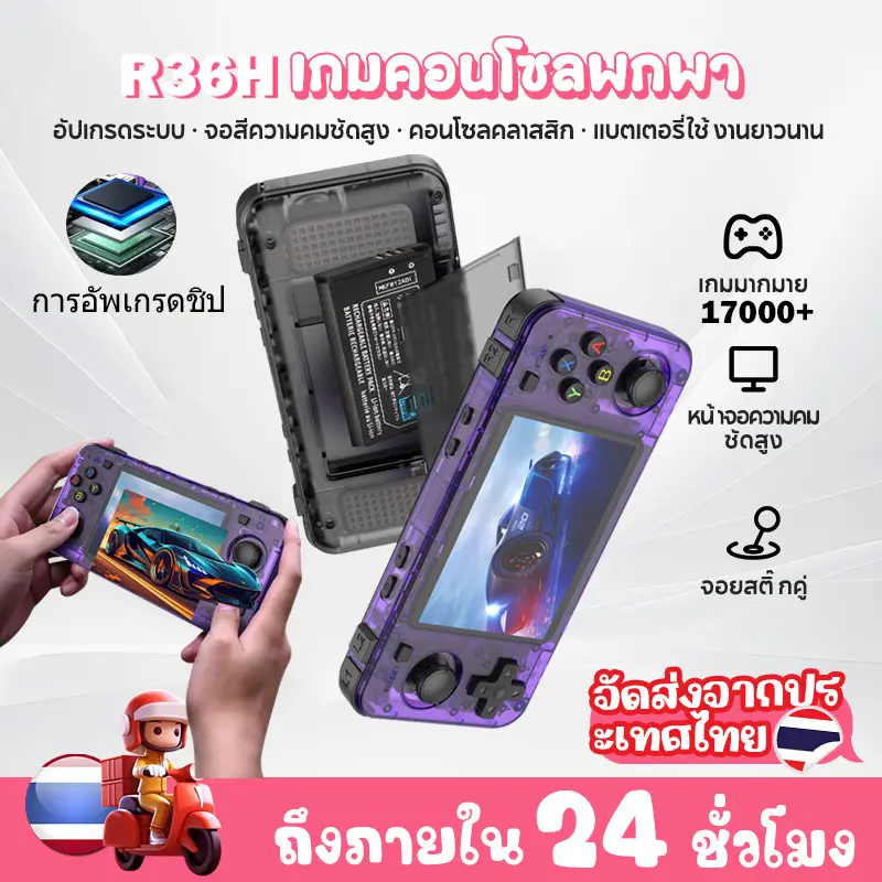 KIUMO R36H เครื่องเล่นวิดีโอเกมมือถือย้อนยุคระบบลินุกซ์3.5นิ้วหน้าจอ IPS แบบพกพาขนาดเล็กเครื่องเล่นวิดีโอขนาด 128GB 15000เกม Portable R36S