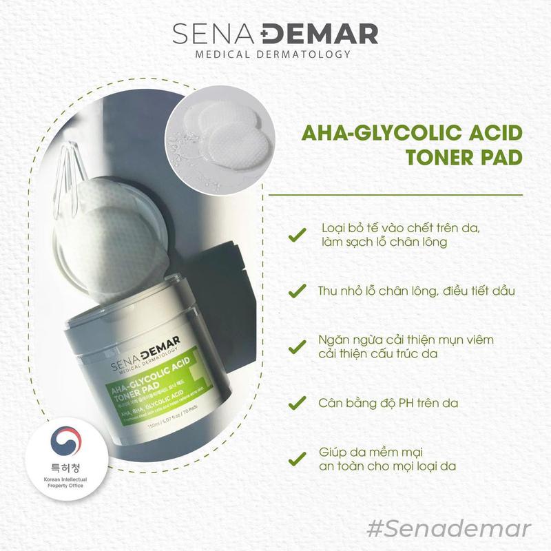 Senademar - Toner pad AHA-GLYCOLIC ACID, Tẩy da chết, 70 miếng [Tặng 1 Nạ] Skincare 4