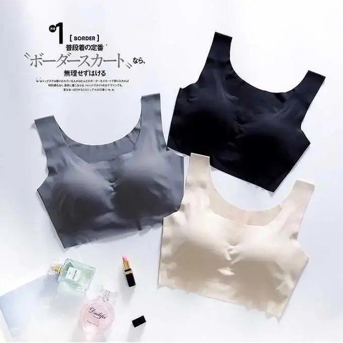 Áo Ngực Loại Áo Vest Lụa Lạnh Dành Cho Phụ Nữ, Không Đường May, Không Dây, Tập Hợp Ngủ, Áo Ngực Nâng Ngực, Đồ Lót Ngoại Cỡ Áo Ngực Lolita Bra
