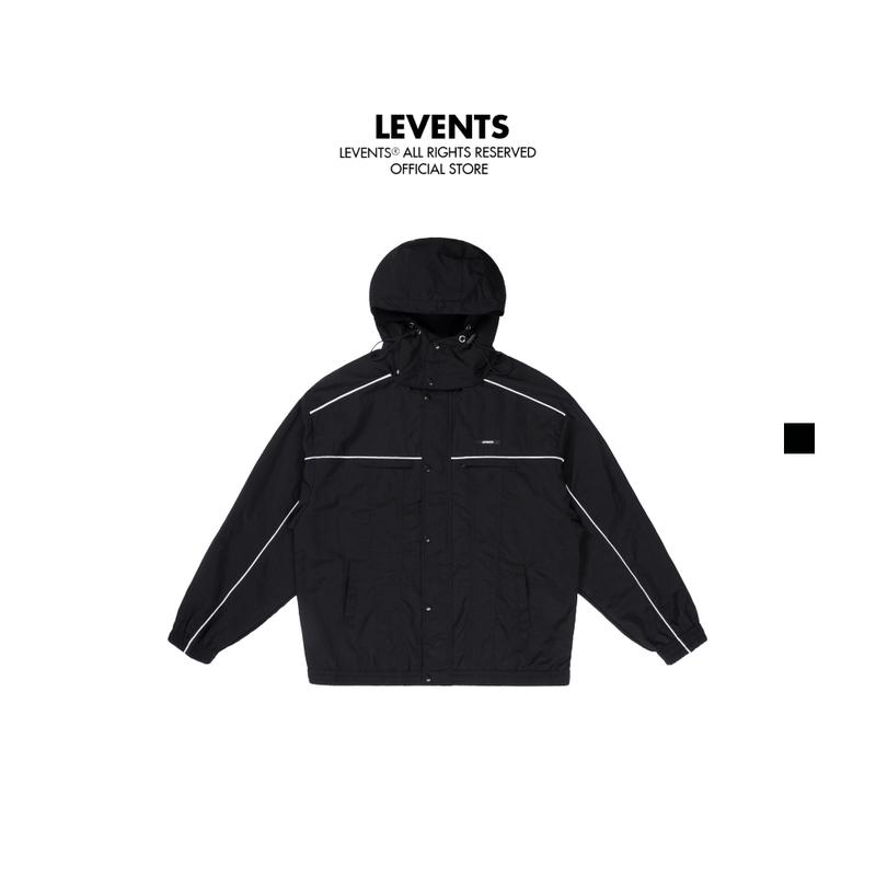 Áo Khoác Levents Classic Wrinkle Nylon Line Hood Jacket/ Black Chất Dù Unisex Oversized
