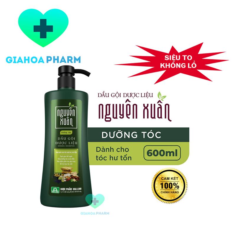 Dầu gội dược liệu Nguyên Xuân dưỡng tóc 600ml Xanh Siêu to khổng lồ tặng 10% thể tích - Ngăn rụng gàu ngứa khô xơ
