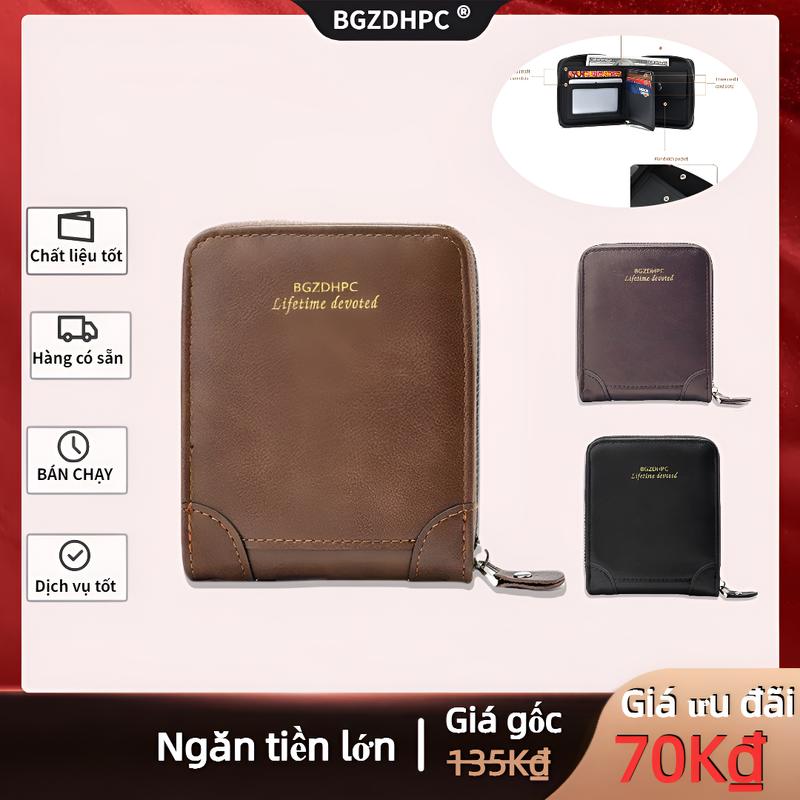 【COD Ví Ví nam,  ví ngắn, kẹp thẻ, túi dây chuyền tiền lẻ, dung tích lớn nhiều khe cắm thẻ, da PU, ví, tiện lợi, cổ điển, giải trí Wallet Hình Chữ Nhật,Có Túi Đựng ID, Ngăn Đựng Thẻ, Túi Có Khóa Kéo Tiền Xu, Nhiều Khe Cắm Thẻ