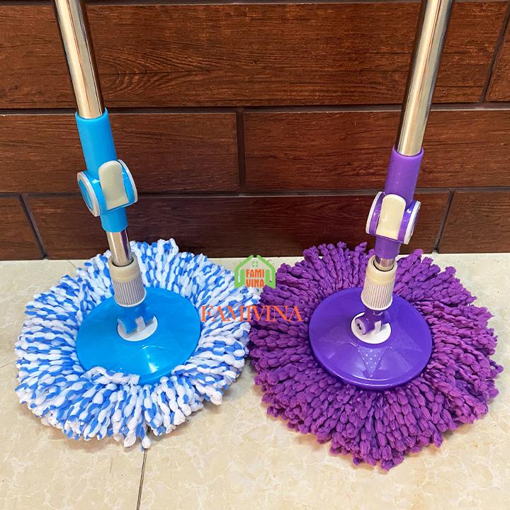 Cây lau nhà tự vắt 360 độ MÂM NHỰA đa năng rẻ bền đẹp-thân cây inox chắc chắn,chổi lau nhà rời kèm bông lau cotto 2