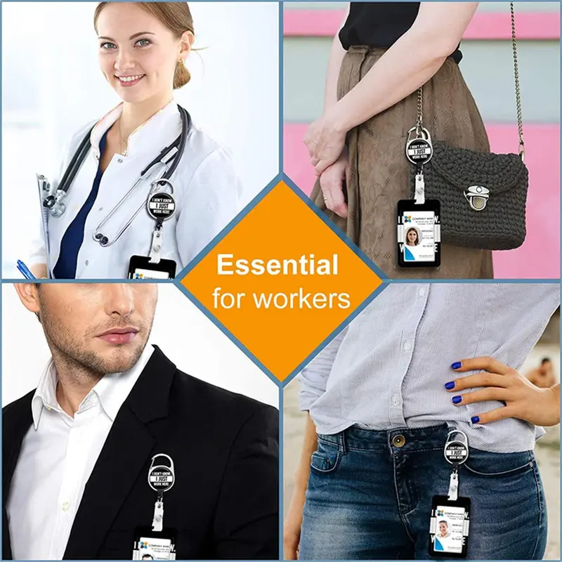 Funny Letter Pattern ID Badge Holder, 1 Count Badge Holder with Clip, Identification Badges & Supplies for Office, School, Hospital 6