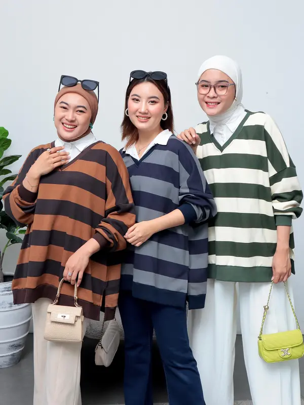 Baju Atasan Blouse basic Wanita Elegant Hanami Bahan Fleece Kombi Katun Terbaru - Kombinasi Oversize 6