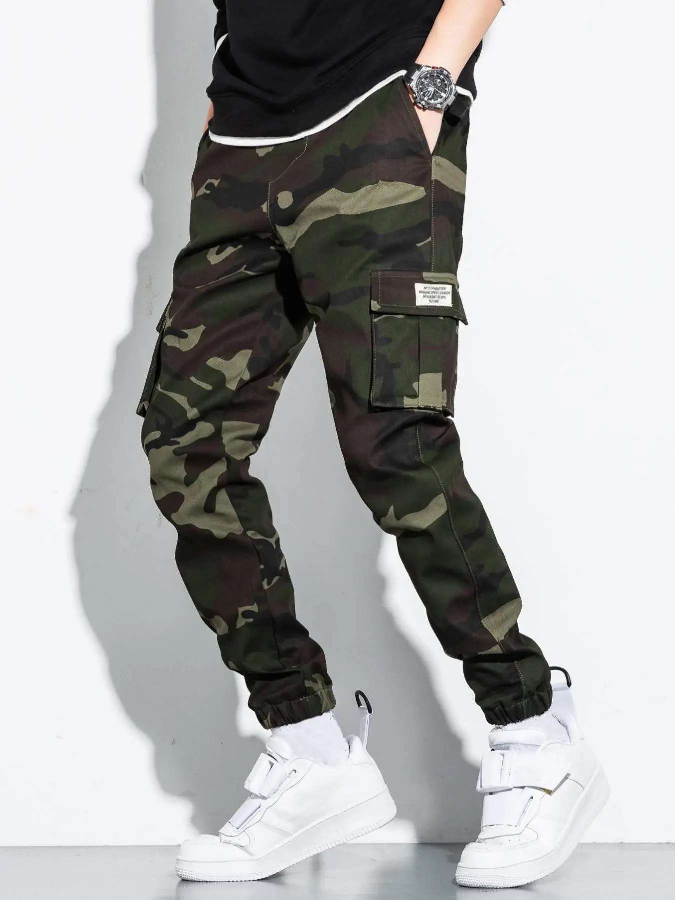 Men's Camouflage Print Flap Pocket Patched Cargo Pants, Street Casual Stylish Jogger Pants for Daily Wear, Men's Trousers for Spring & Fall