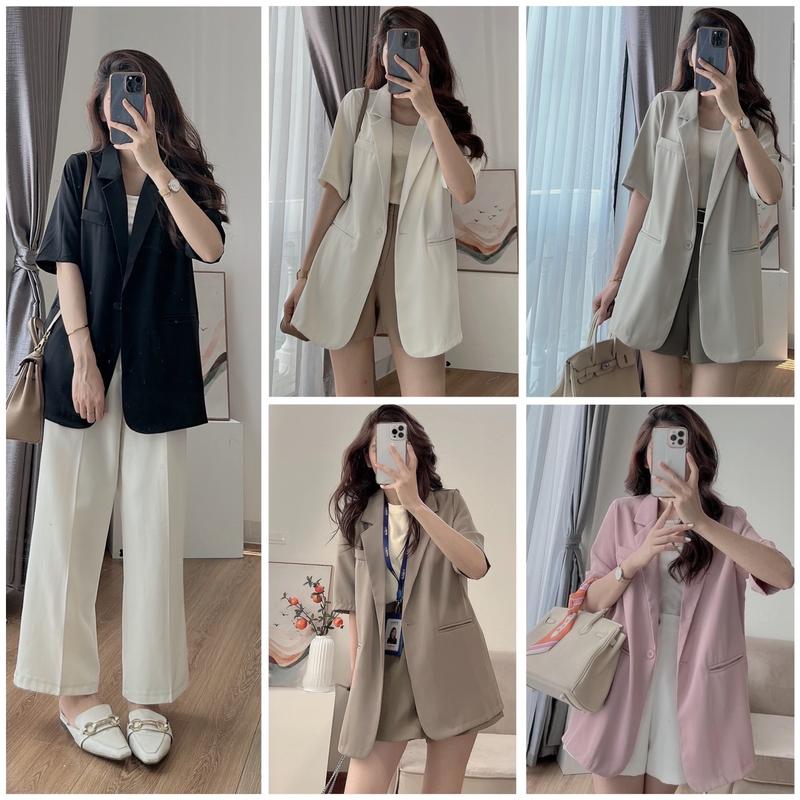 Áo khoác blazer cộc tay boiling nhiều màu phong cách áo vest ngắn tay phong cách hàn quốc không có độn vai-A9661