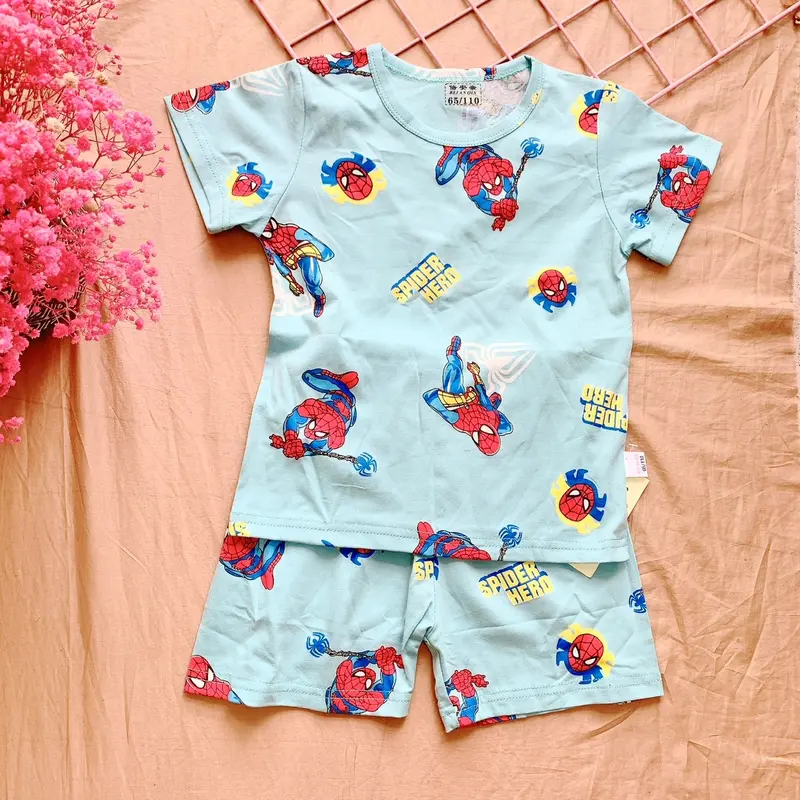 Bộ thun cotton mềm mát thấm hút mồ hôi hoạ tiết hoạt hình 10-30kg 2