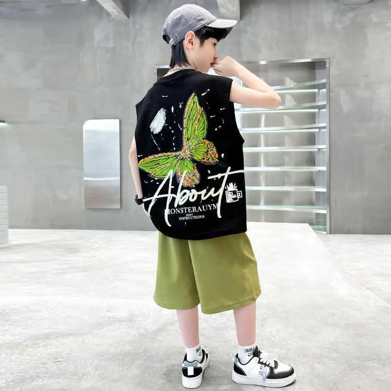 Children's Clothing Boys Vest Set 2025 New Boy's Sports Sleeveless Korean Style Western Style Two-piece Suit For Middle-aged And Older Children