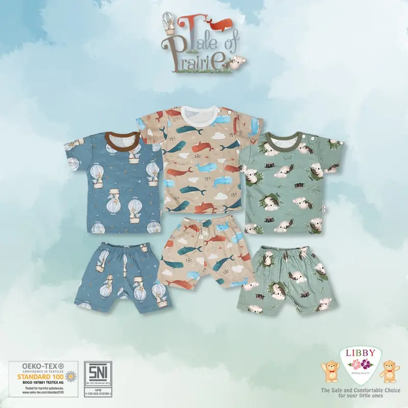 Baju Bayi Libby Baby 3 PSG TALE OF PRAIRIE Setelan Baju Lengan Pendek Celana Pendek Libby Bunda 2