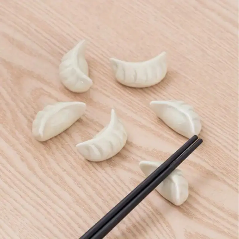 Cute Dumpling Shaped Ceramic Chopstick Holder, 2 Counts/set Japanese Style Chopstick Rest, Kitchen Utensil Holder, Home Organizer 2