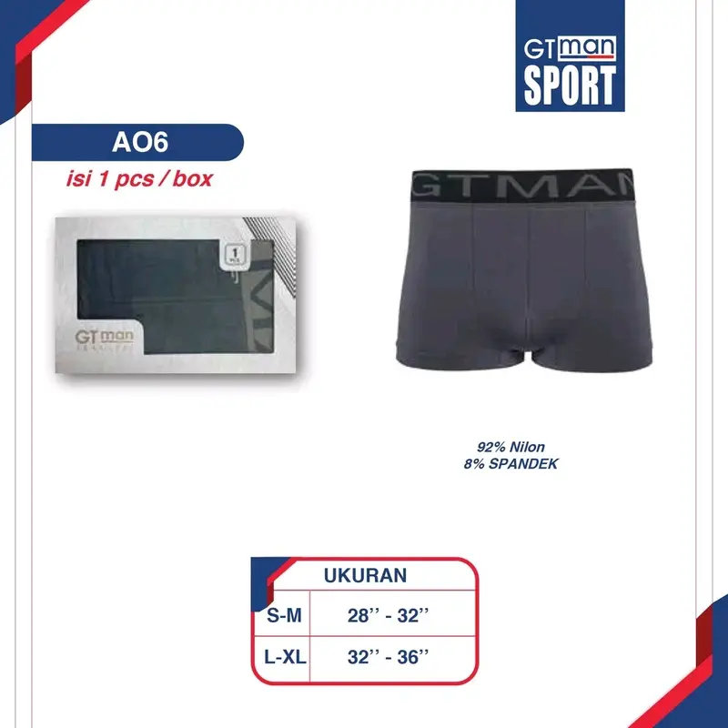 Boxer Pria Gt Man ORI A05 M L XL XXL Jumbo Celana Dalam Cowok Anti Iritasi Big Size Gemuk Gt Men Asli 2