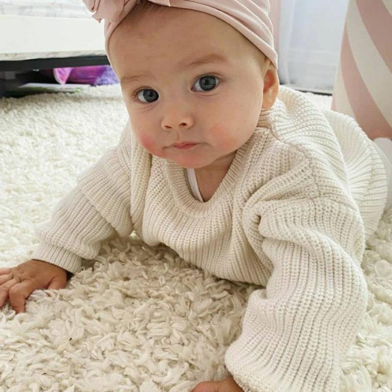 Product Introduction of Baby Girls Boys Autumn Winter Knit Sweater Solid Color Long Sleeve Crewneck Knitwear 30