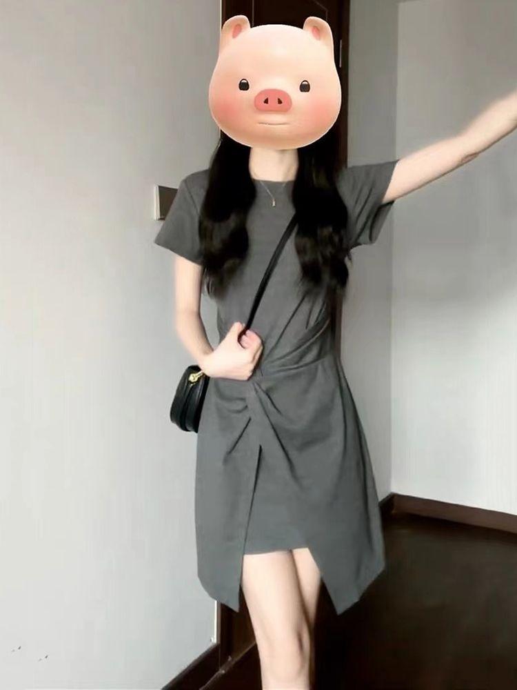 Product Introduction of Váy Corseted, Phong Cách Pháp, Xám Thanh Lịch, ngắn Tay, Cổ Tròn, Thiết Kế Đặc Biệt, Dành Cho Nữ, Mùa Hè 2024 Hàng Mới Về, Tiệc Trà, Váy Women Dress 7