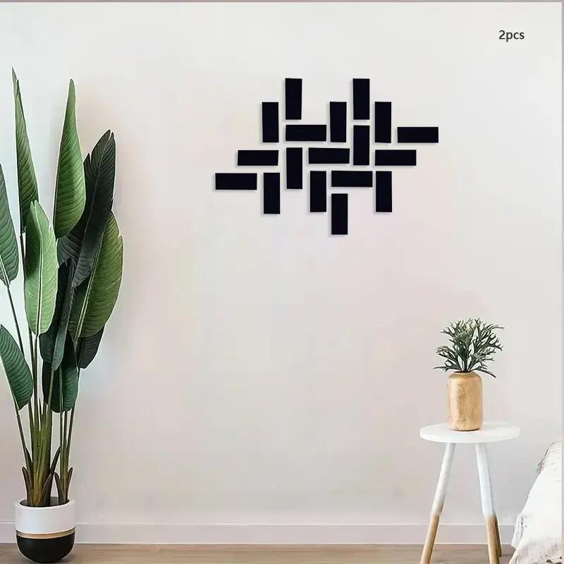 Rectangle Acrylic Wall Sticker, 2pcs Self Adhesive Wall Mirror, Creative Wall Art Mirror Stickers, Wall Decor for Living Room Bathroom, Bedroom Accessories for Home Decoration 8
