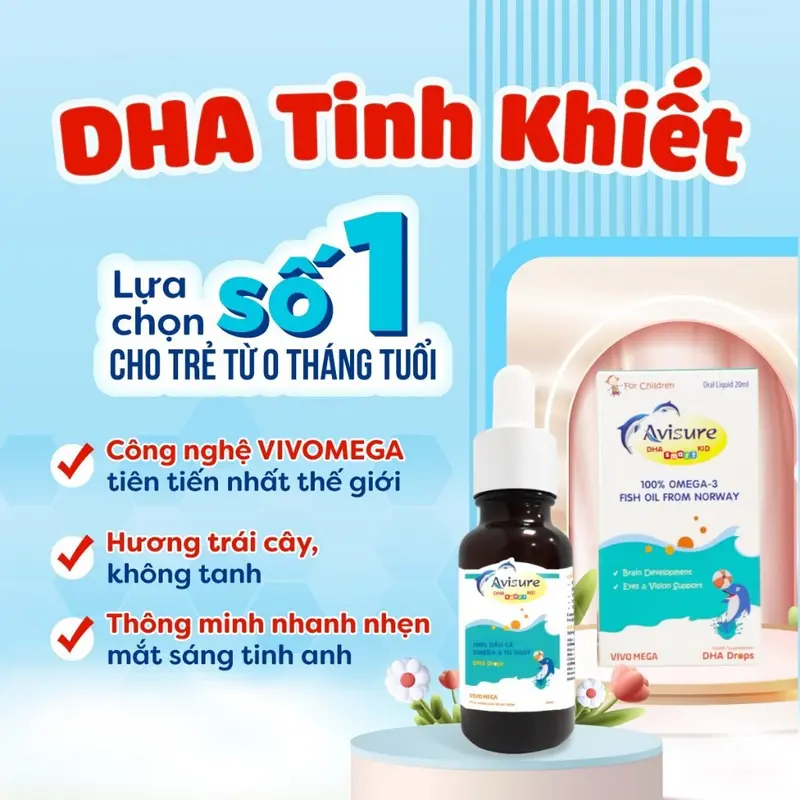 DHA cho bé Avisure DHA EPA, Omega 3 tinh khiết NaUy phát triển trí não, bé thông minh mắt sáng 2