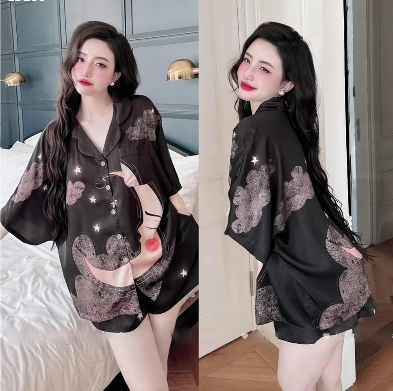 Bộ Đồ Ngủ Pijama Form Cánh Dơi Lụa Latin Có Túi Áo Cao Cấp P15  Quần Ngủ Nữ Women