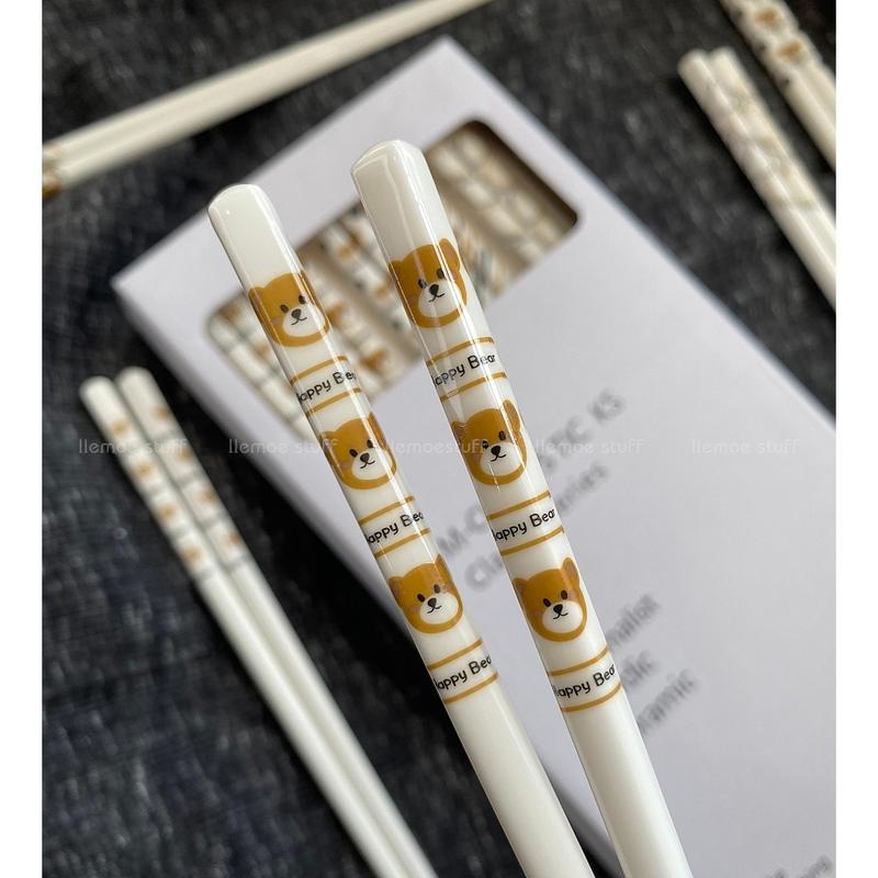 Hộp 5 đôi đũa gốm sứ cao cấp bền đẹp, đũa ăn cơm kháng khuẩn chống mốc không sơn mài 7