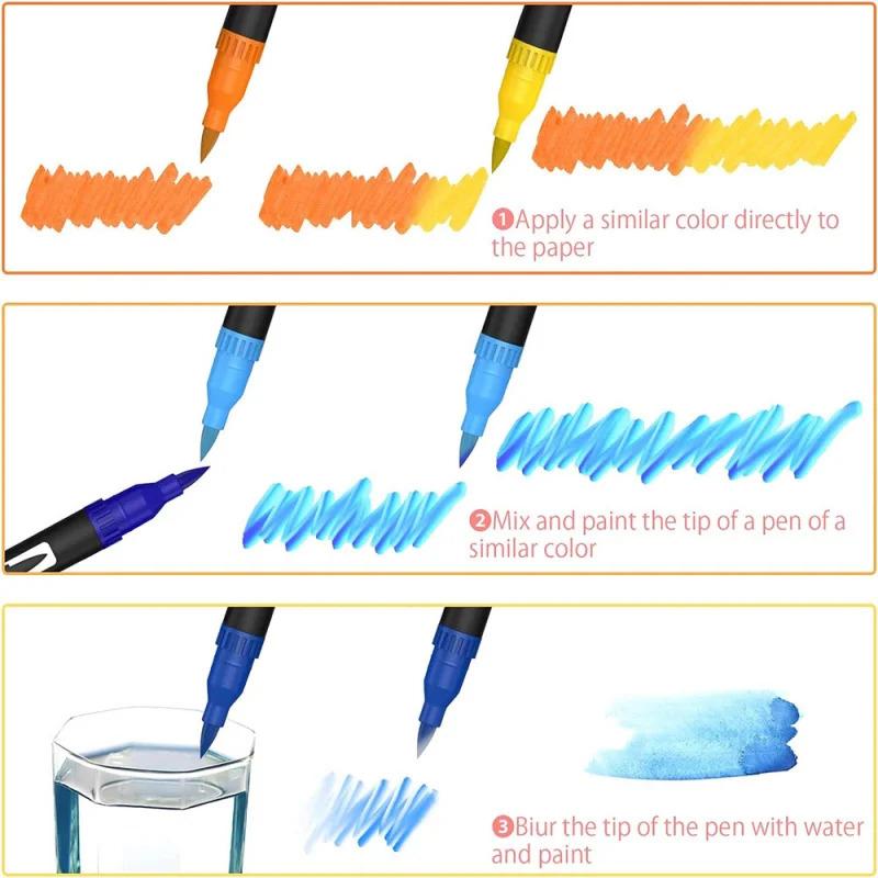 Product Introduction of 12-120 Colors Set Dual Tip Art Marker Watercolor Brush Fineliner Pen For Drawing Painting Double Head Fine Liner Stationery Pain 6