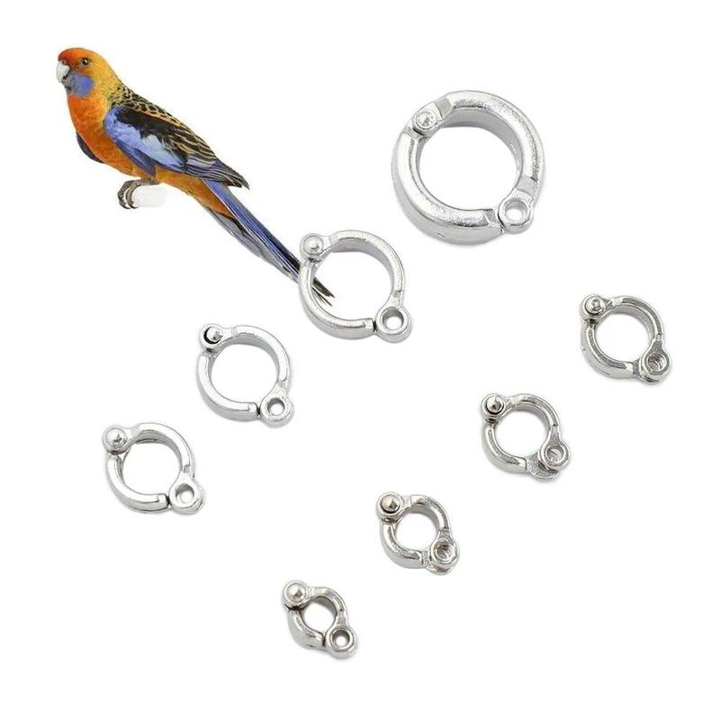 Product Introduction of Parrot Foot Rings Metal Pet Bird Leg Rings Outdoor Fly Training Activity Anti-Lost Opening Clip Accessories 3.5 To 14.5mm 5