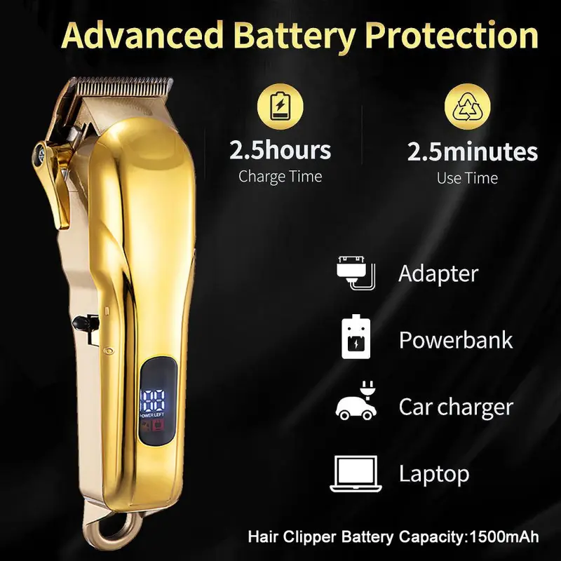 Professional Clipper & Hair Trimmer & Shaver Set, 1 Set Cordless Hair Clippers with Limit Comb & Cleaning Brushes & USB Charging Cable, Men's Personal Care Products for Daily Use, Stocking Fillers Gift 4