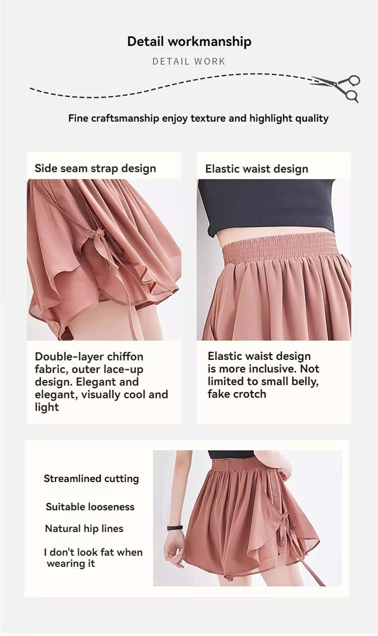 Product Introduction of Women’s Chiffon High Waist Shorts Lightweight Ice Silk Wide Leg Casual Skorts 6