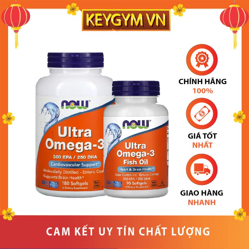 Viên uống bổ sung Now Ultra Omega 3, 90 - 180 Viên