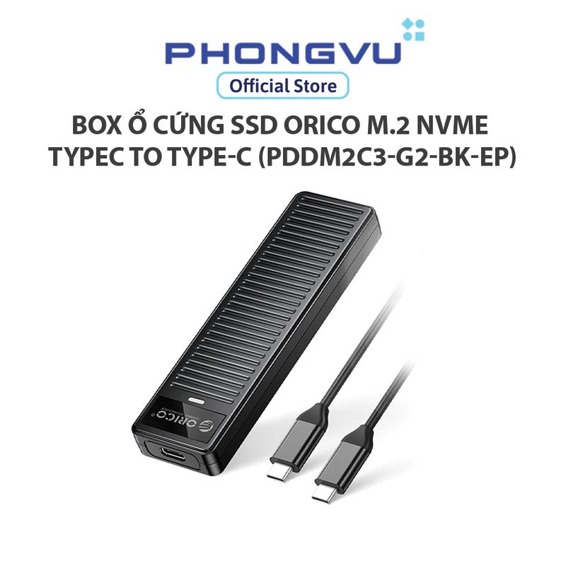 Hộp đựng ổ cứng Box ổ cứng SSD ORICO M.2 NVME TypeC to Type-C PDDM2C3-G2-BK-EP - Bảo hành 12 tháng