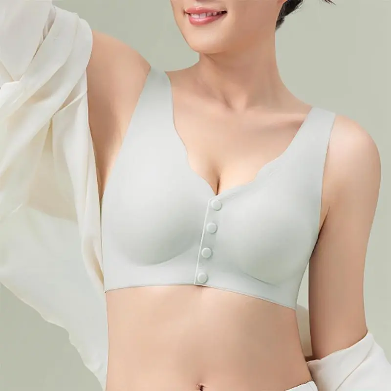 Moria WX031 Bra Nursing Seamless Ice Silk Tanpa Kawat Kancing Depan Bh Menyusui Bra Wanita Seamless Polos Bra Wanita Import Nursing Bra Tanpa Jahitan Pakaian Dalam Wanita Bra Bahan Busa Tipis Premium Bra Bukaan Depan Maternity Busui Friendly Seamless